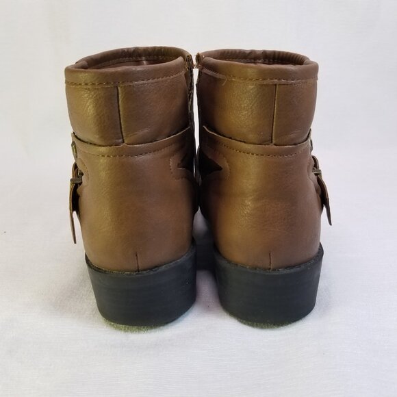 Lexi & Abbie Women's Tan Vegan Leather Ankle Booties Round Toe Size 6 - Picture 5 of 8